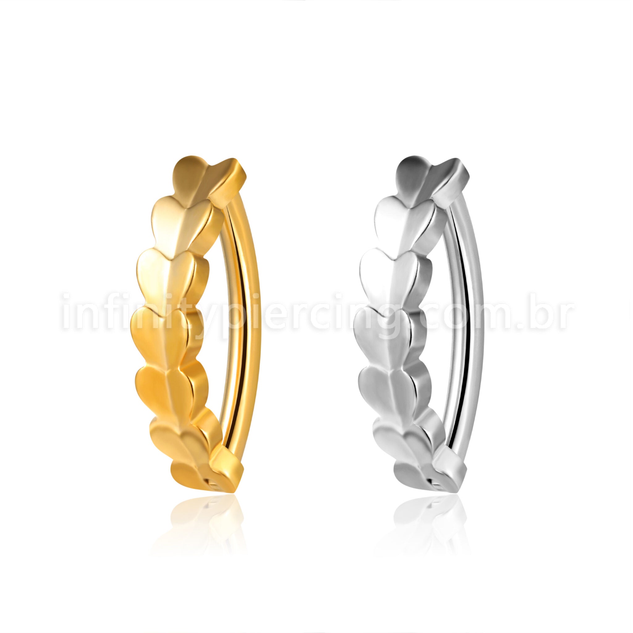 Piercing Argola Para Umbigo Aço Cirúgico Corações